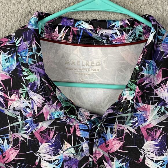 Maelreg Performance Polo Shirt Men's XL Multicolor Floral Preppy Colorful Print - Picture 3 of 8